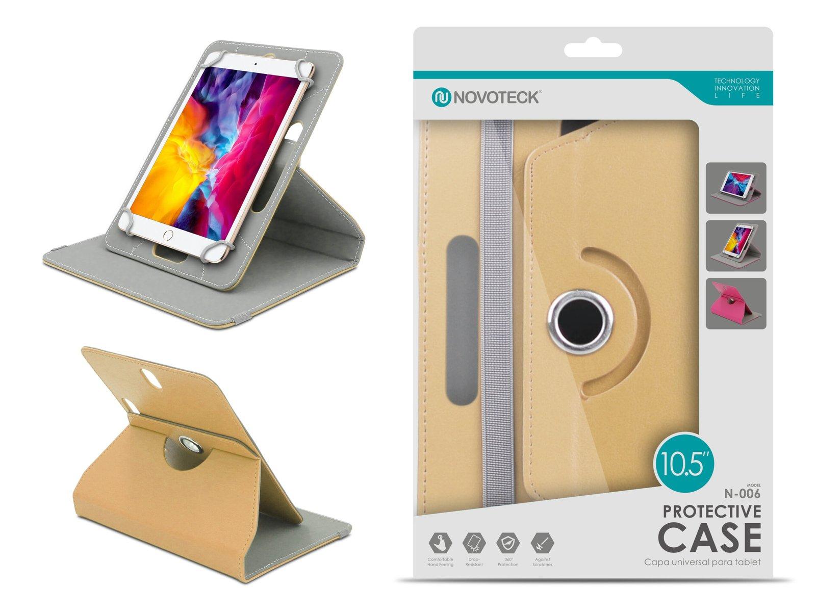 Capa Protetora Universal Dourado para Tablet de 10.5'' - N-006- Confortável, Resistente a Quedas e com Suporte Ajustável