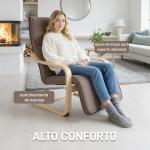 Poltrona Relax com Apoio para os Pés Ajustáveis Poltrona Estofada em Tecido com Estrutura de Madeira 66,5x94x100 cm Marrom