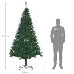 Árvore de Natal Artificial 210cm Ignífugo com 1036 Ramos 53 Decorações Folhas de PVC e Suporte Metálico Verde