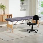 Marquesa de Massagem Dobrável com Estrutura de Madeira Altura Regulável e Bolsa de Transporte 186x60x61 - 87 cm Roxo