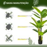 Bananeira Artificial 150 cm Planta Artificial com Vaso e 18 Folhas Planta Artificial para Decoração Verde