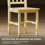 Conjunto de 2 Cadeiras de Sala de Jantar com Encosto de Ripas Estrutura de Madeira de Pinho 41x46,5x85,5 cm Madeira