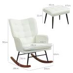 Conjunto de Poltrona Baloiço com Apoio para os Pés Poltrona Relax com Almofada Acolchoada e Anti - Tombo 64x89x90 cm Bege