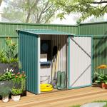 Abrigo de Jardim de Aço Galvanizado com Porta Fechadura e Teto Inclinado 0,92 m² 100x103x160cm Verde