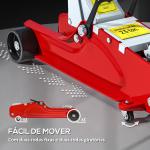 Macaco Hidráulico para Carro 2,5T Altura de Elevação 80 - 380 mm com Perfil Baixo e Rodas para Automóvel SUV Vermelho