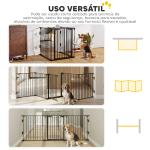 Barreira de Segurança para Animais de Estimação Barreira Dobrável de 5 Painéis com Fechadura Inteligente 300x74,5 cm Preto