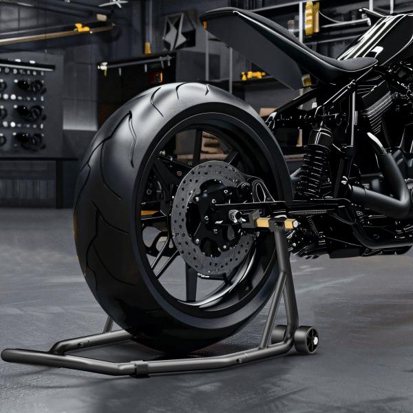 Cavalete para Mota Suporte Traseiro Universal de Aço com Suportes em U e L para Roda 10" 17" 18" Carga 200 kg Preto