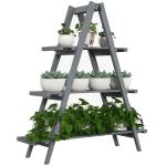 Suporte de Madeira para Plantas Dobrável de 3 Níveis com Estrutura em Forma de A para Jardim Pátio 100x36x112 cm Cinza