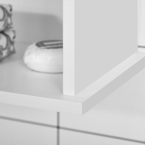 Armário de Parede Casa de Banho com Armazenamento 2 Portas em Ripas Prateleira Ajustável e Compartimento 60x20x70 cm Branco