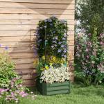 Floreira Grande com Treliça e Base Aberta para Plantas Trepadoras 61x61x140 cm Verde