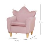 Poltrona Infantil Mini Sofá para Crianças Acima de 3 Anos com Assento Acolchoado Apoio para os Braços 45kg 50x42x58cm Rosa