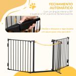 Barreira de Segurança para Animais de Estimação Barreira Dobrável de 3 Painéis com Fechadura Inteligente para Corredor Escada 180x74,5cm Preto