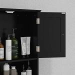 Armário de Parede para Casa de Banho com 2 Portas Prateleira Aberta e 2 Gavetas Estilo Moderno 50,8x17,8x66 cm Preto