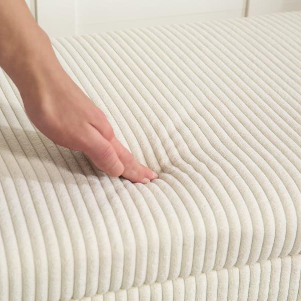 Banco de Arrumação Capacidade de 84 L Estofado em Veludo Banco Pé de Cama para Dormitório 112x42x40 cm Bege