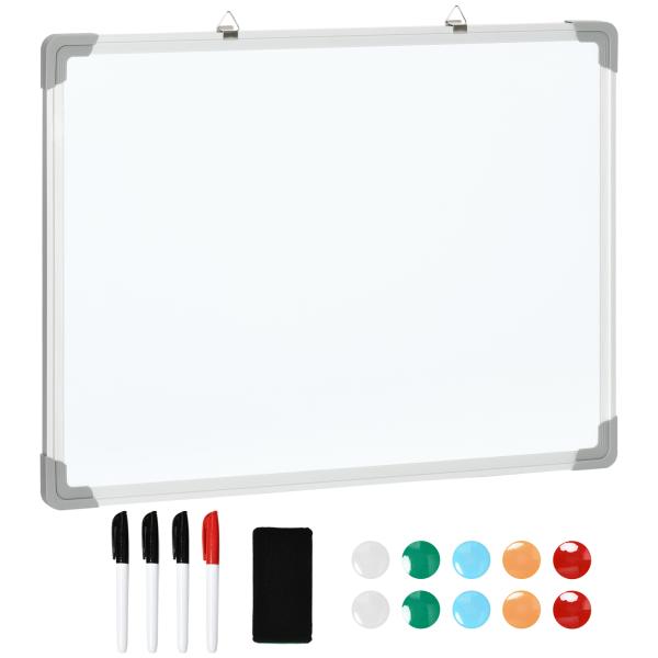 Quadro Magnético com Estrutura de Liga de Alumínio 60x45cm Quadro Magnético com Apagador 4 Marcadores e 10 Ímás Branco