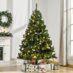 Árvore de Natal Artificial com 745 Ramos 200 Luzes LED com Cor Branco Quente Suporte e Decorações Incluídas Ø112x180cm Verde
