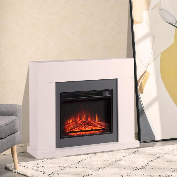 Lareira Elétrica 1800 - 2000W com Controle Remoto Chama Ajustável Termostato Temporizador Semanal e Proteção contra Superaquecimento 113x26,6x87,5cm Branco