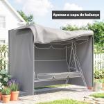 Capa para Móveis de Jardim Capa Protetora para Baloiços de Exterior com Fecho de Correr 177x114x152 cm Cinzento