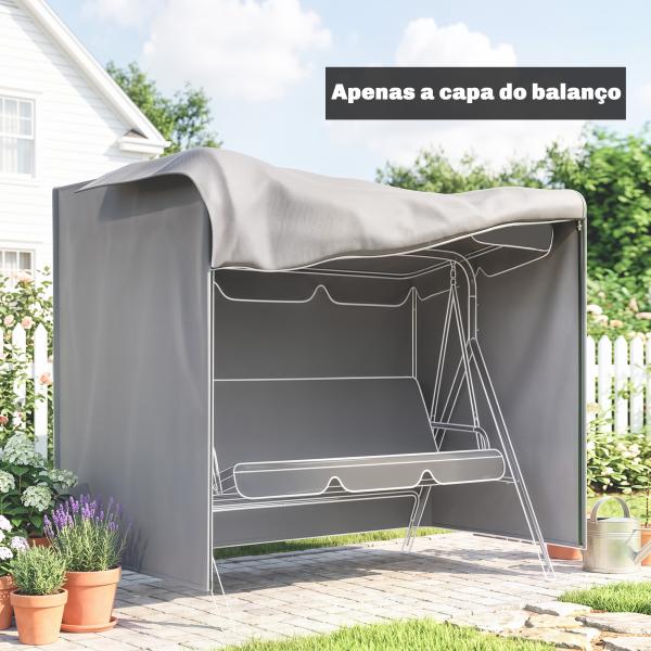 Capa para Móveis de Jardim Capa Protetora para Baloiços de Exterior com Fecho de Correr 177x114x152 cm Cinzento
