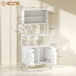 Armário de Cozinha com Tomada de Corrente Suporte para Micro - Ondas 2 Entradas USB e Compartimentos 80x42x171 cm Branco