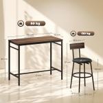 Conjunto de Mesa Alta de Bar com 4 Bancos, Assentos em PU com Encosto e Apoio para os Pés, Castanho