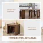 Mesa de Jantar Extensível para 4 - 6 Pessoas com Lateral Abatível Mesa Auxiliar Multifuncional 180x85x75cm Marrom
