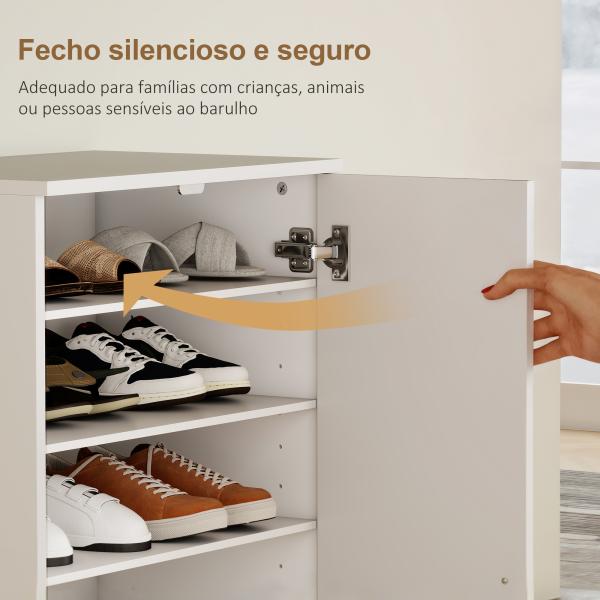 Sapateira de 2 Portas Sapateira para Entrada com 6 Prateleiras Ajustáveis para 14 Pares de Sapatos 55x35x108 cm Branco