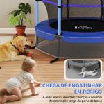 Trampolim para Crianças com Rede de Segurança e Estrutura de Aço para Interiores e Exteriores Carga 50 kg Ø163x190 cm Azul