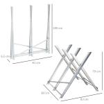 Cavalete para Serrar Dobrável com Altura Ajustável Estrutura Triangular de Metal Suporte para Lenha 83x83x79 cm Prata