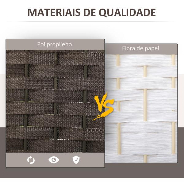 Biombo de 4 Painéis Separador de Ambientes Dobrável 160x170 cm para Sala de Estar Dormitório Escritório Marrom