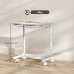 Mesa Auxiliar com Rodas Altura Ajustável Superfície Inclinável e Estrutura de Metal 55x36x62,5 - 82,5 cm Madeira