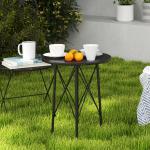 Mesa de Jardim Redonda Mesa de Varanda Ø40x50 cm com Pés Ajustáveis e Estrutura em Forma de X para Exterior e Interior Preto