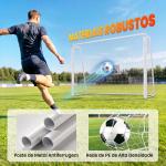 Baliza de Futebol com Suporte de Metal e Rede para Treino e Diversão de Futebol no Jardim Ar Livre 186x62x123 cm Branco