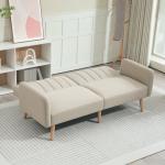 Sofá - cama de 2 Lugares em Linho Sintético com Encosto Ajustável e Braços Desmontáveis 173x75x73 cm Bege