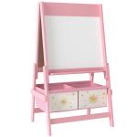 Cavalete de Pintura para Crianças 3 em 1 para Crianças acima de 3 Anos com Rolo de Papel e Cestos de Arrumação 54x46x94 cm Rosa