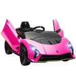 Carro Elétrico para Crianças Lamborghini 12V Controlo Remoto Faróis Buzina Arranque Lento e Música MP3 114,5x64x45,5 cm Rosa