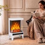 Lareira Elétrica 1000/2000 W com Chama LED Ajustável, até 15 - 20 m², 40,5 x 20 x 62 cm, Branca