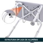 Cadeira para Duche Antiderrapante com Altura Ajustável em 8 Níveis Cadeira de Banho 50,6x43x71 - 88 cm Cinza