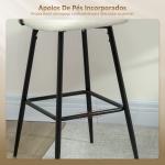 Conjunto de 2 Bancos de Bar Bancos Altos de Cozinha com Encosto de Vime Assento Estofado em Borrego 48x54x102 cm Creme