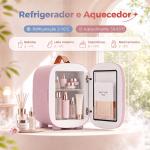 Frigorífico Pequeno de Cosméticos 4L 9V/240V para Arrefecer e Aquecer Mini Frigorífico para Beleza 20,3x26,3x28 cm Rosa