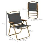 Conjunto de 2 Cadeiras Dobráveis de Campismo Cadeiras Portáteis com Apoios de Braços e Estrutura em Aço Cadeiras para Pesca 54x59x78 cm Cinzento Escuro