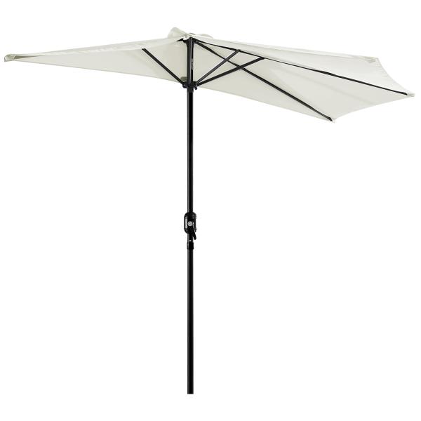 Chapéu de Sol Semicircular 269x138x236cm Chapéu de Sol à Manivela para Jardim Terraço Pátio Piscina Creme