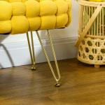 Apoio para os Pés Sala de Estar em Veludo com Pés de Metal e Assento Acolchoado para Dormitório Entrada 76x38x41,5 cm Amarelo