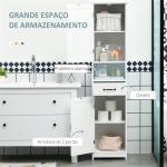 Coluna de Casa de Banho com 2 Portas 1 Gaveta Prateleira Aberta e Prateleiras Ajustáveis 40x30x164 cm Branco