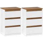 Conjunto de 2 Mesas de Cabeceira com 3 Gavetas Mesas de Cabeceira para Dormitório Estreitas 40x30x59,5 cm Branco