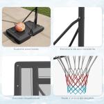 Tabela de Basquetebol com Altura Ajustável 230 - 305 cm para Piscina com Rodas e Base Preenchível 110x75x195 - 370 cm Preto