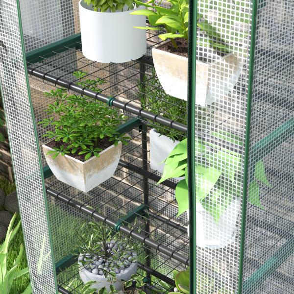 Estufa de Jardim Vertical 69x49x193 cm com 5 Prateleiras Estufa para Plantas e Cultivos com Cobertura Transparente de PE Verde