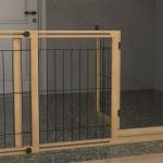 Barreira de Segurança para Cães Extensível de 2 Painéis e Pés de Apoio Triangular 112 - 159x44x70 cm Madeira