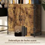 Estante de 6 Níveis Estante de Livros com Compartimentos Abertos 2 Portas Estilo Industrial 75x34x172 cm Castanho Rústico