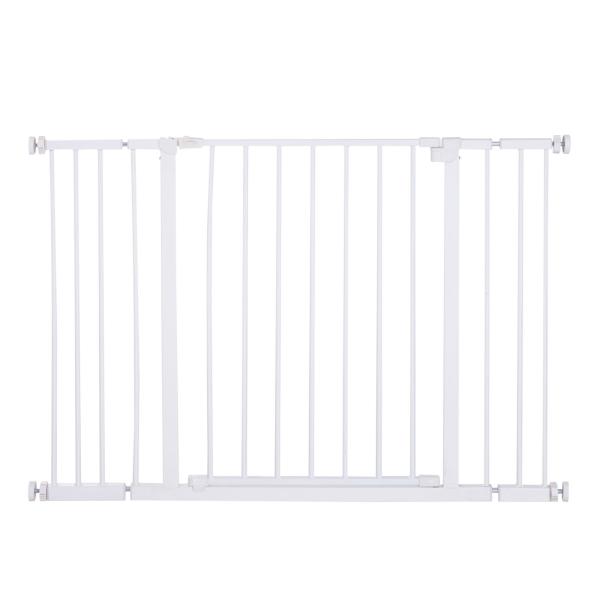 Barreira de Segurança para Animais de Estimação Extensível para Escadas e Portas Barreira de Segurança para Cães 76 - 107x76 cm Branco